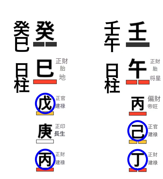 癸巳と壬午の蔵干